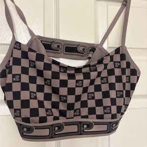 Victoria’s Secret Pink Tan and black Checkered bra top with Logo